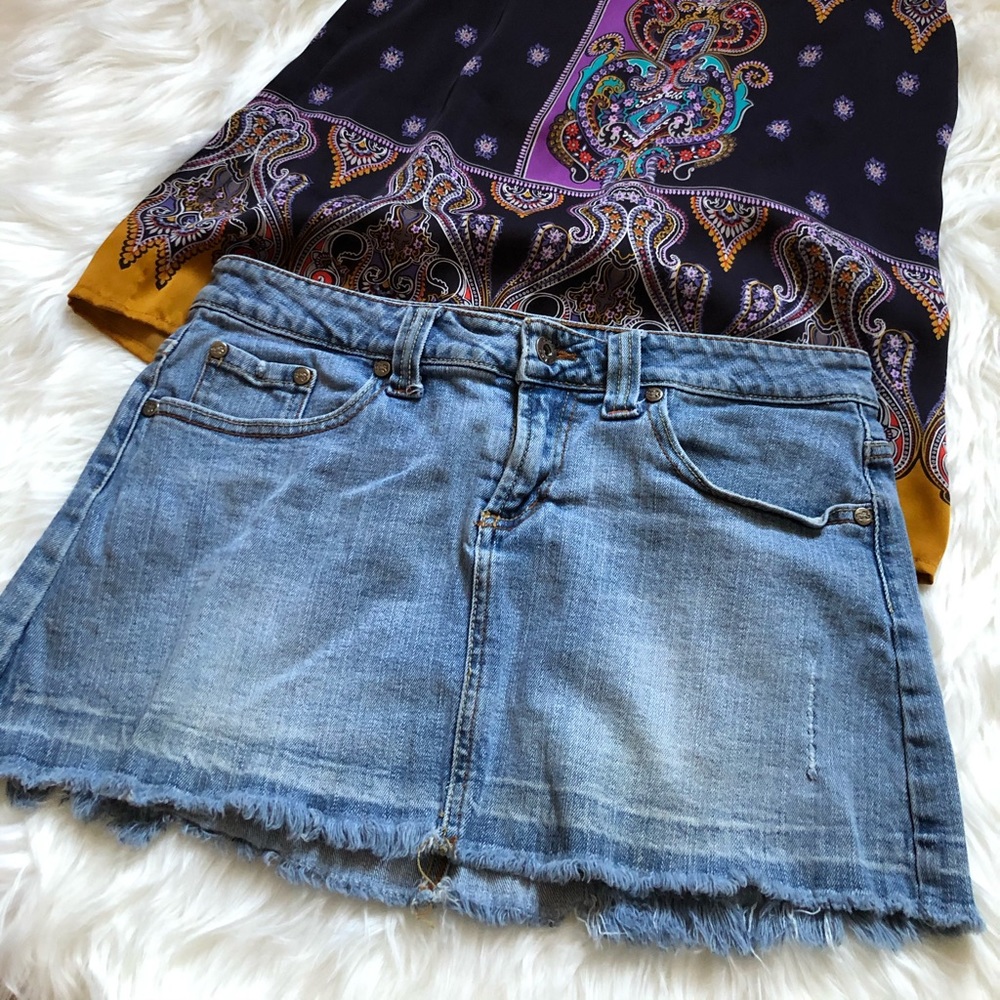 Deuce Jeans Distressed Denim Mini Skirt